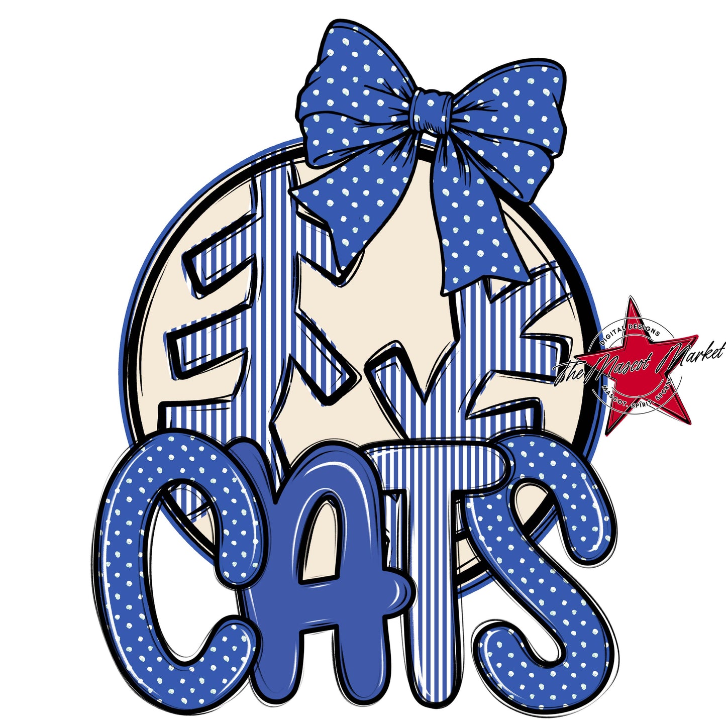 Cats Baseball-Softball Spirit Design-Off Blue