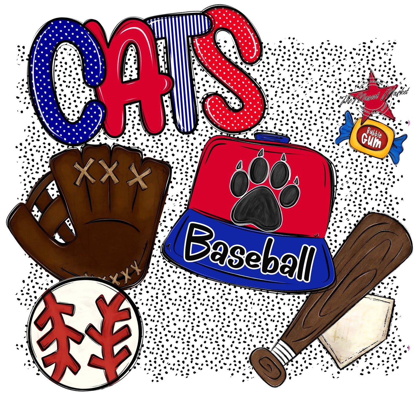 Cats Baseball Spirit-Blue & Red