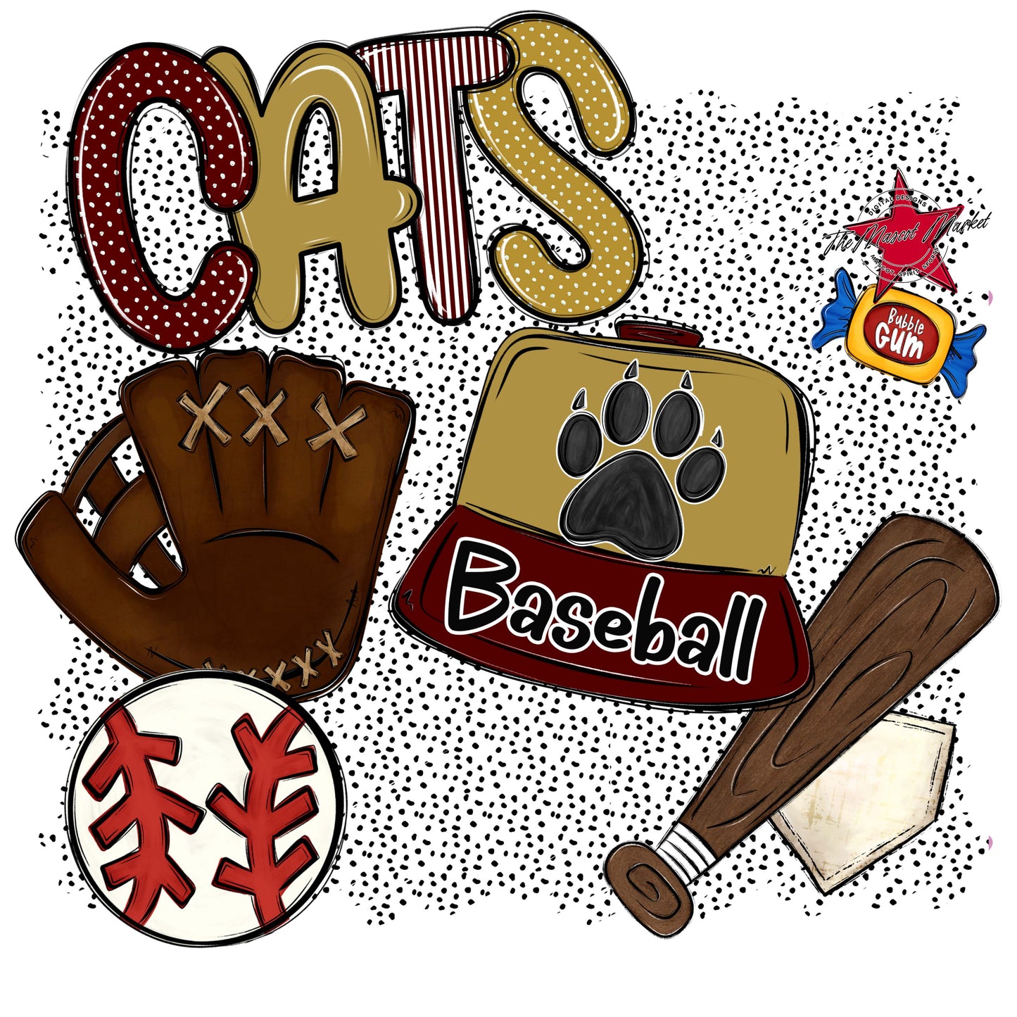 Cats Baseball Spirit-Maroon & Gold