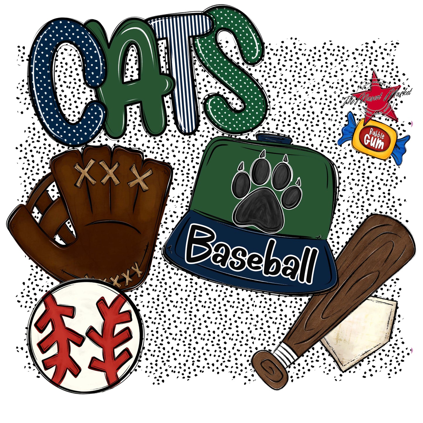 Cats Baseball Spirit-Navy & Green