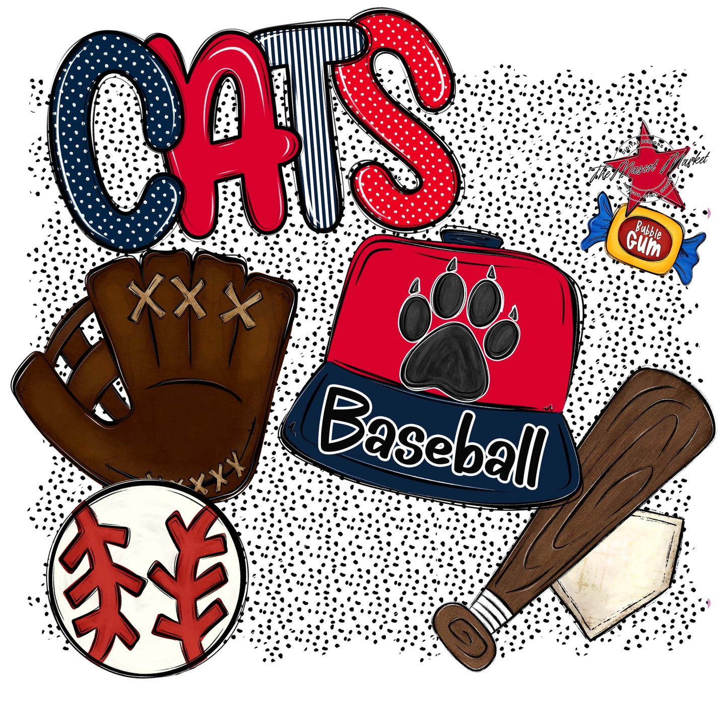 Cats Baseball Spirit-Navy & Red
