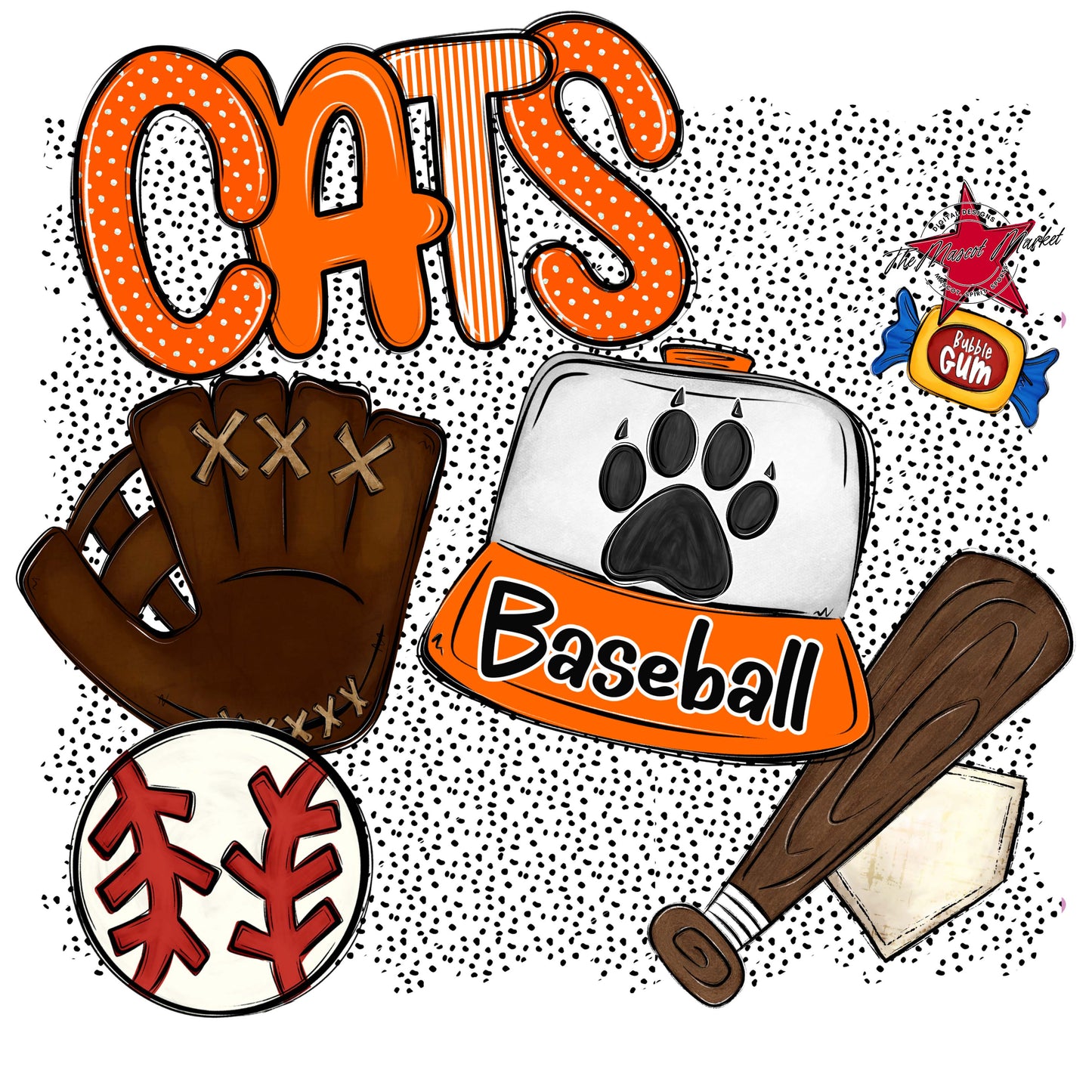 Cats Baseball Spirit-Orange