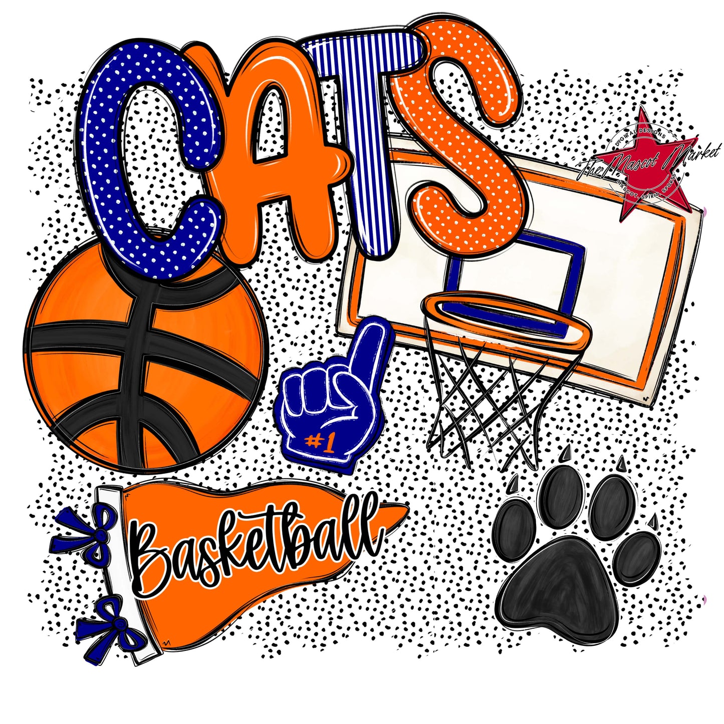Cats Basketball Spirit-Blue & Orange