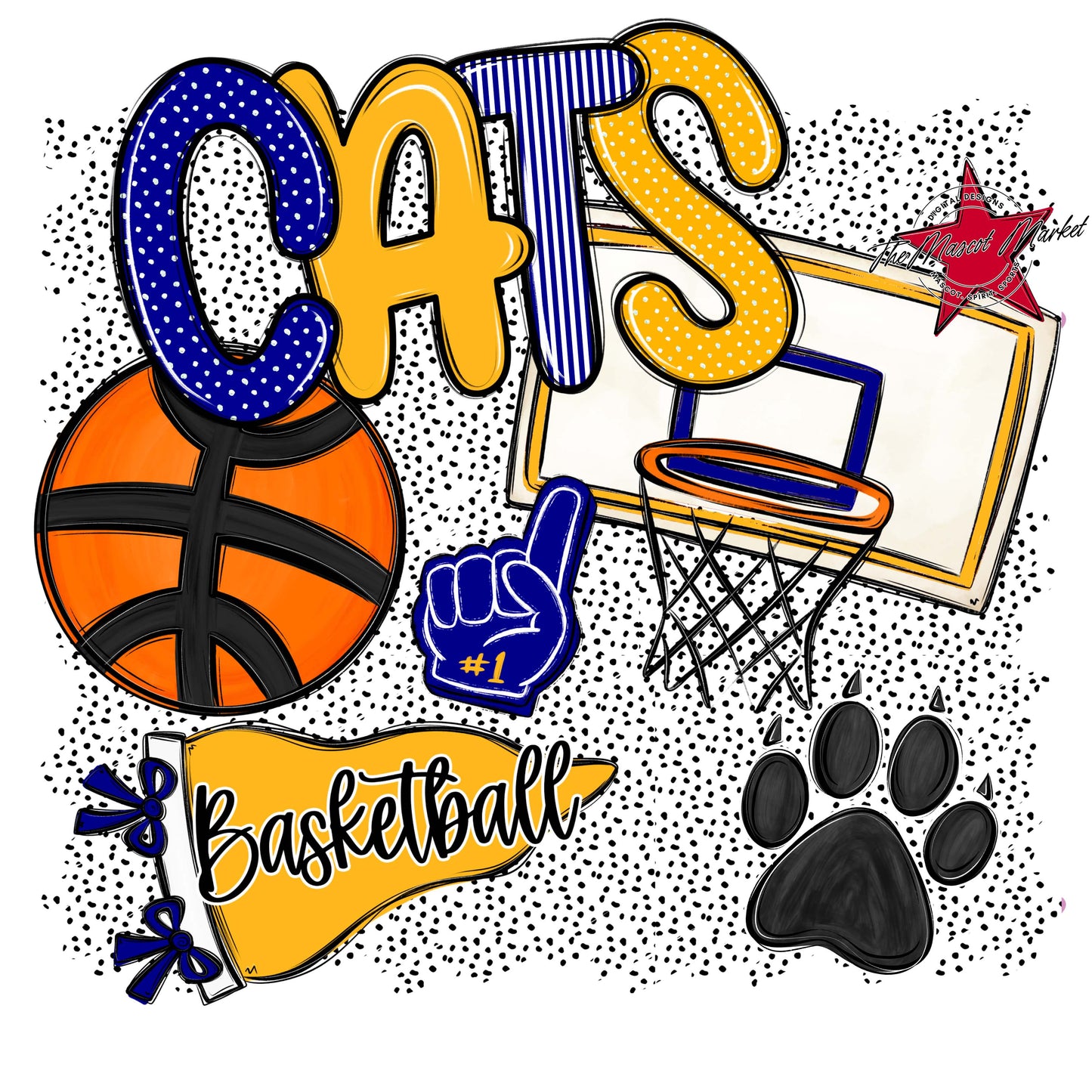 Cats Basketball Spirit-Blue & Yellow