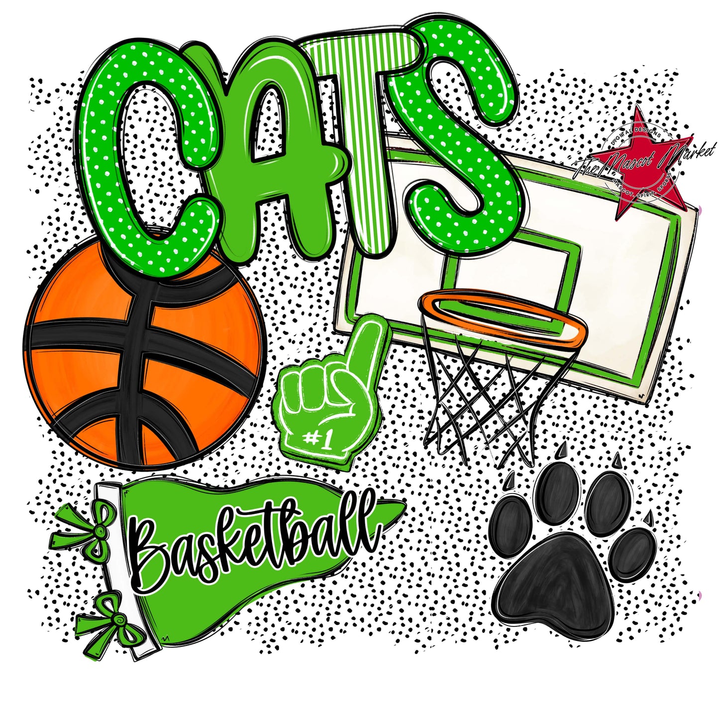 Cats Basketball Spirit-Bright Green
