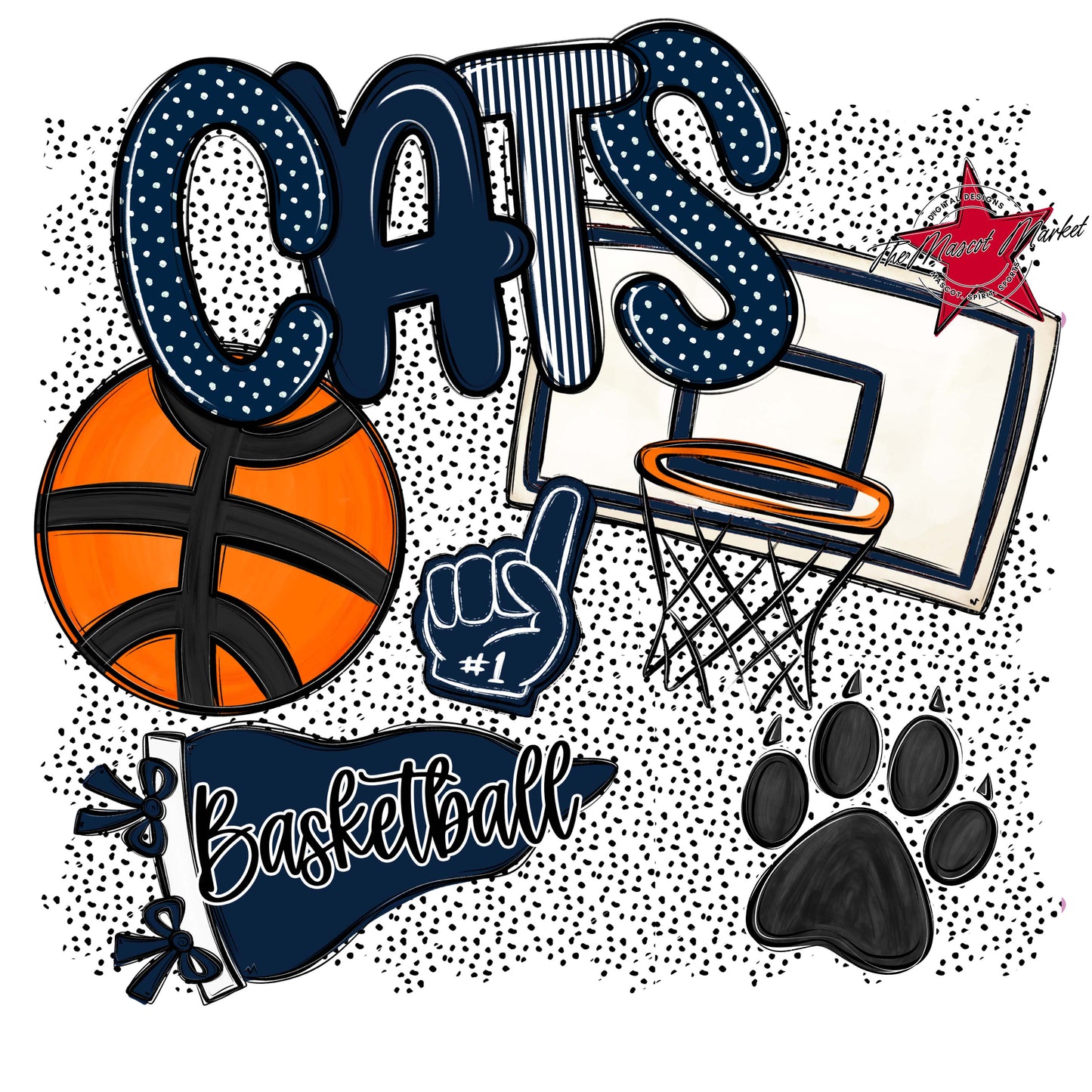 Cats Basketball Spirit-Navy