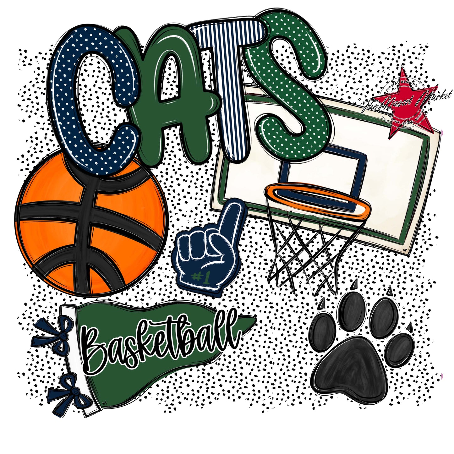 Cats Basketball Spirit-Navy & Green