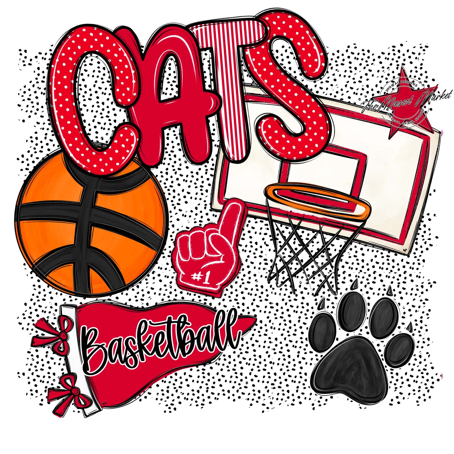 Cats Basketball Spirit-Red