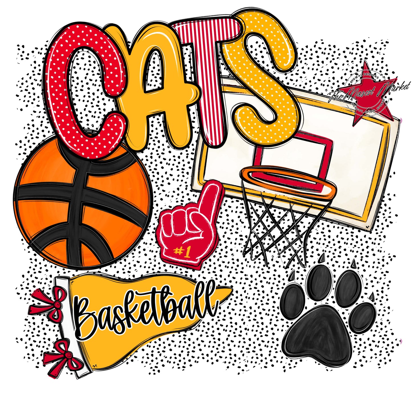 Cats Basketball Spirit-Red & Yellow