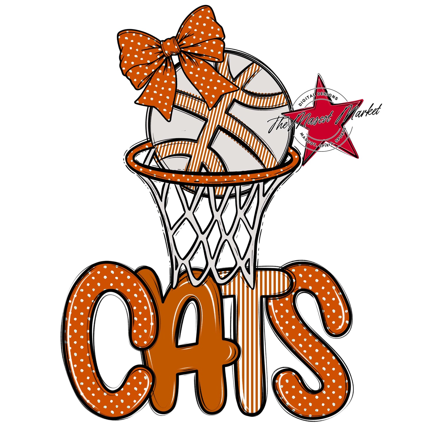 Cats Basketball Spirit Design-Burnt Orange