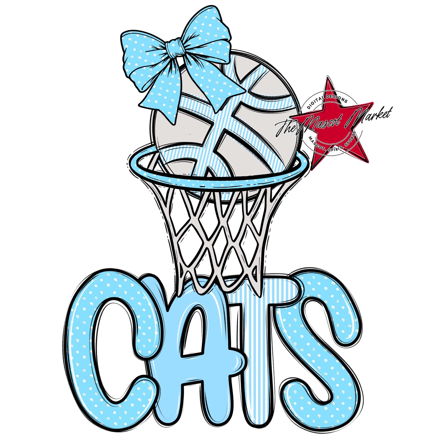 Cats Basketball Spirit Design-Columbia Blue
