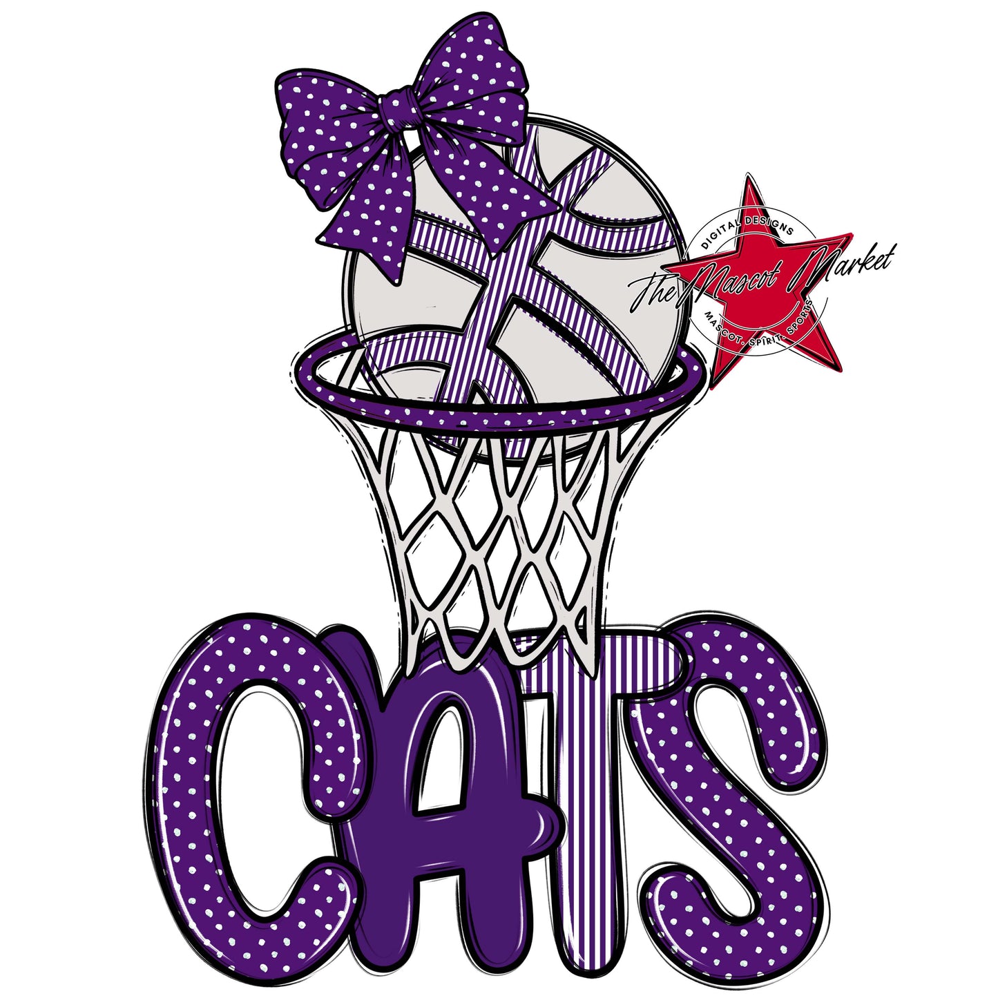 Cats Basketball Spirit Design-Purple