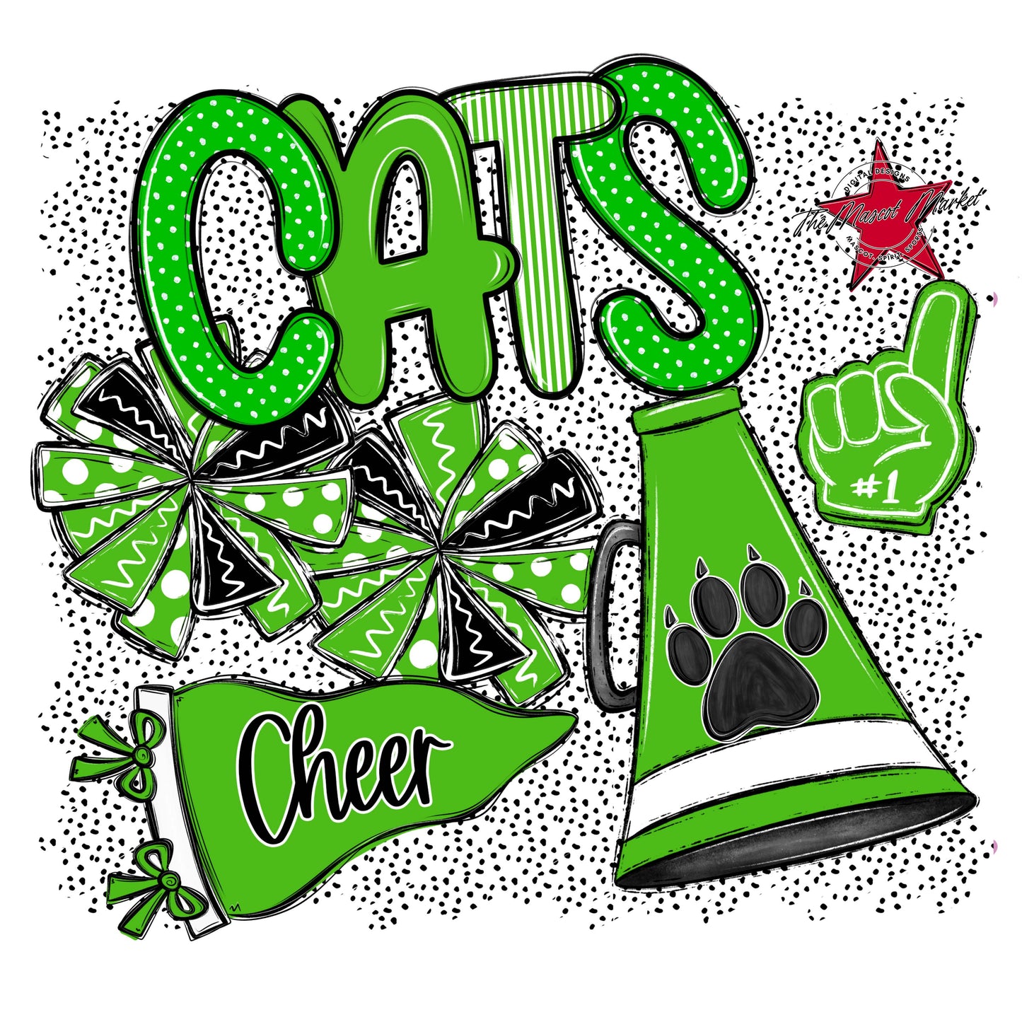 Cats Cheer Spirit-Bright Green