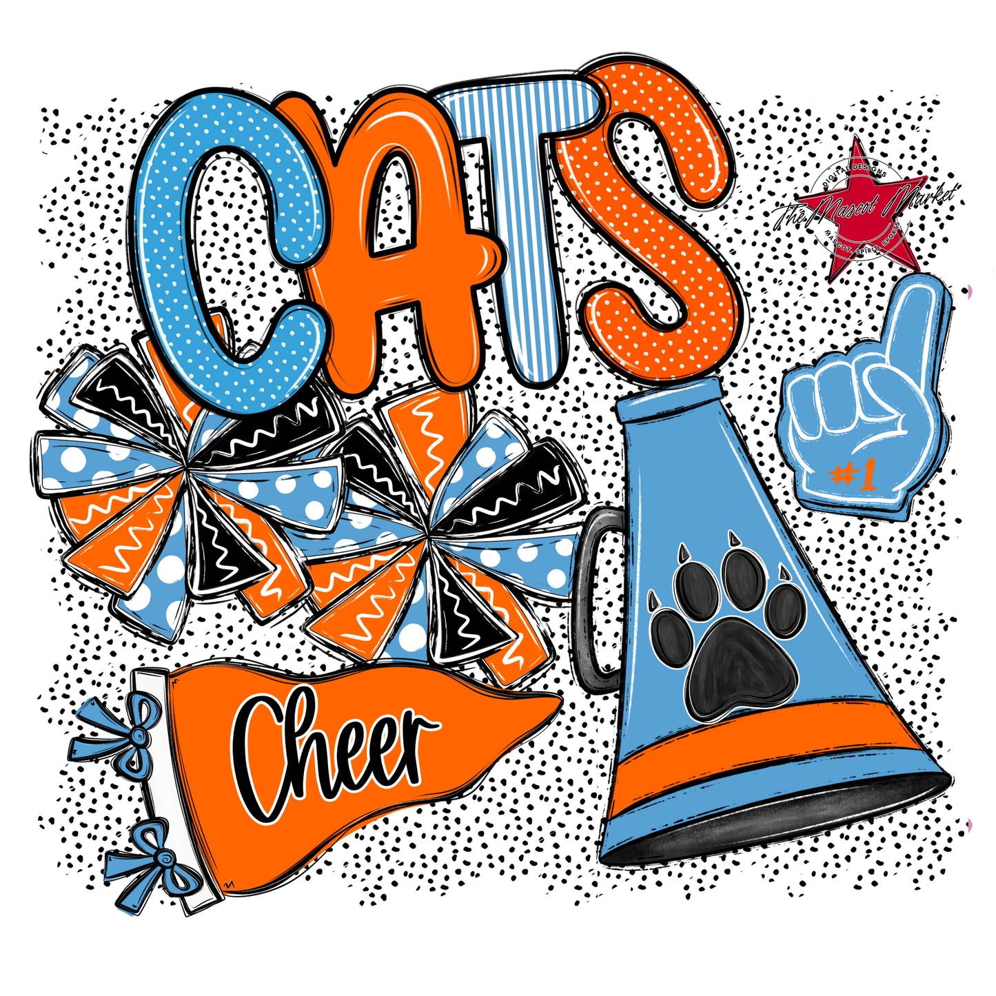 Cats Cheer Spirit-Carolina Blue & Orange