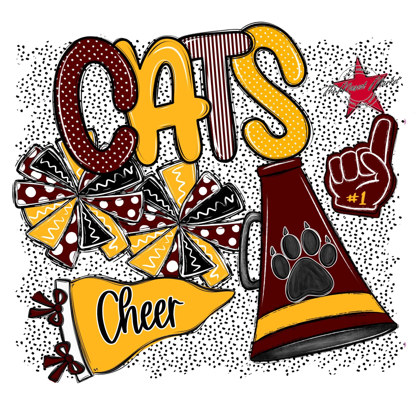 Cats Cheer Spirit-Maroon & Yellow