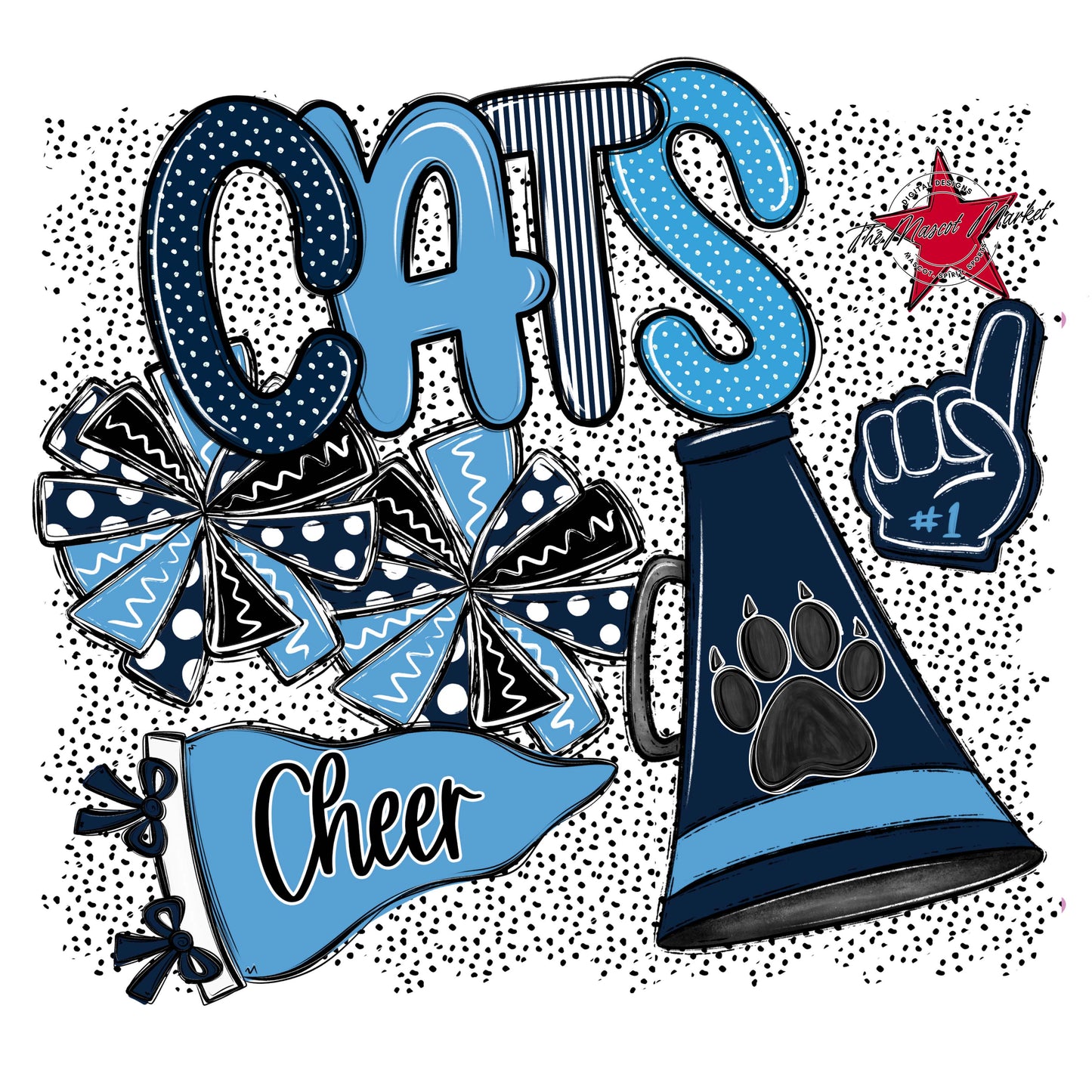 Cats Cheer Spirit-Navy & Carolina Blue