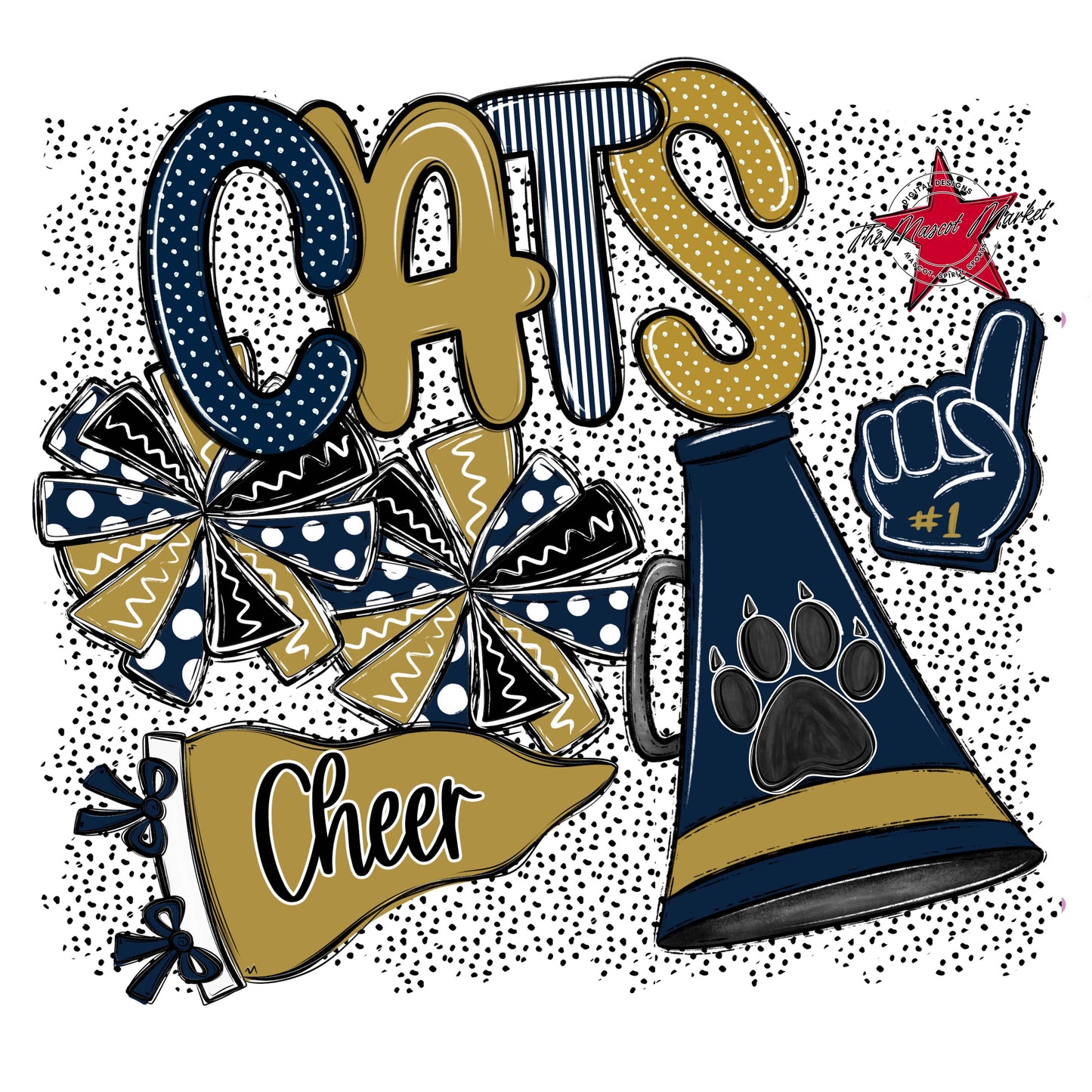 Cats Cheer Spirit-Navy & Gold