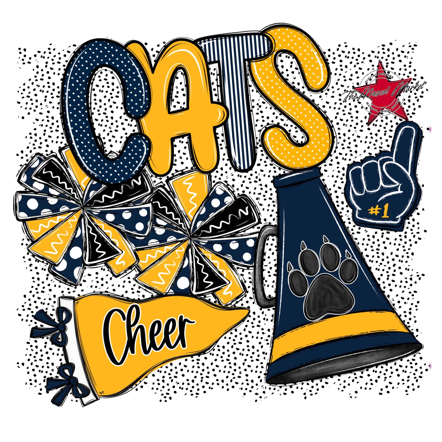 Cats Cheer Spirit-Navy & Yellow