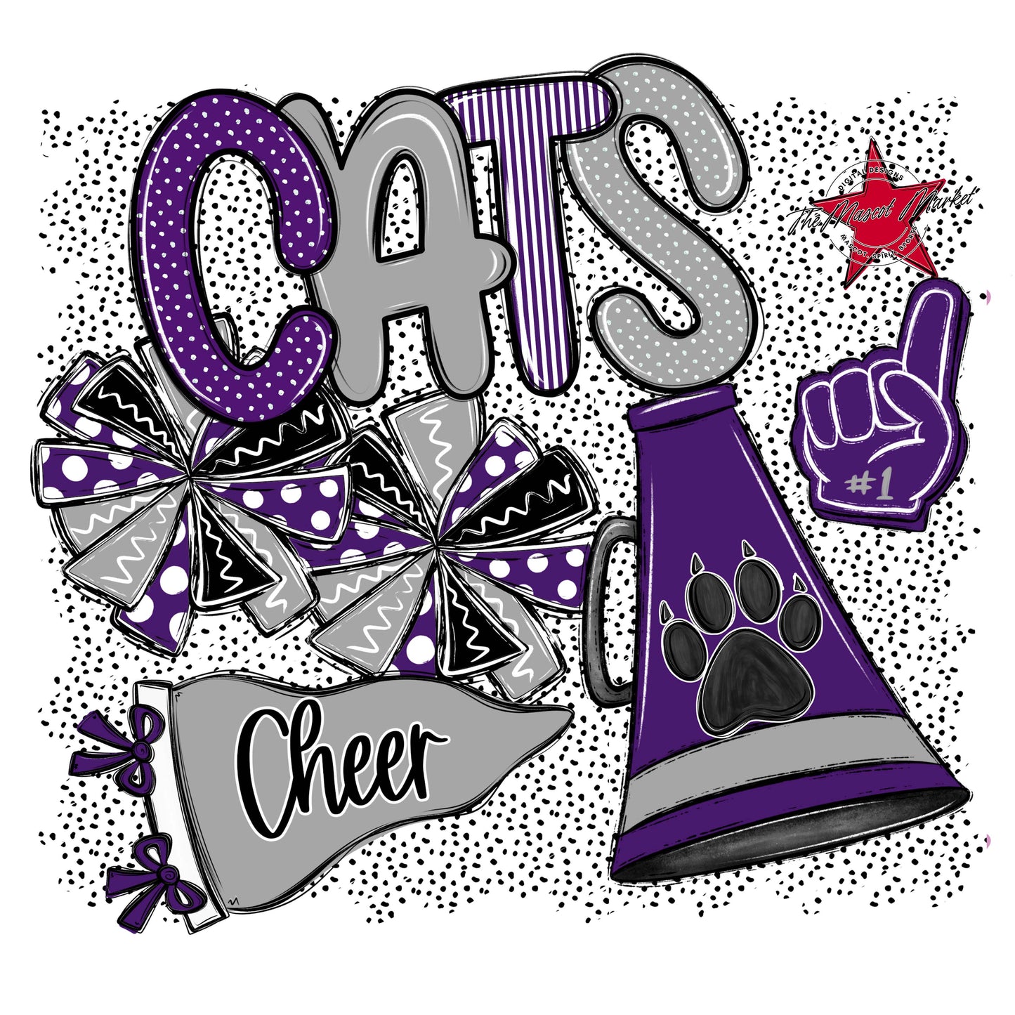 Cats Cheer Spirit-Purple & Grey