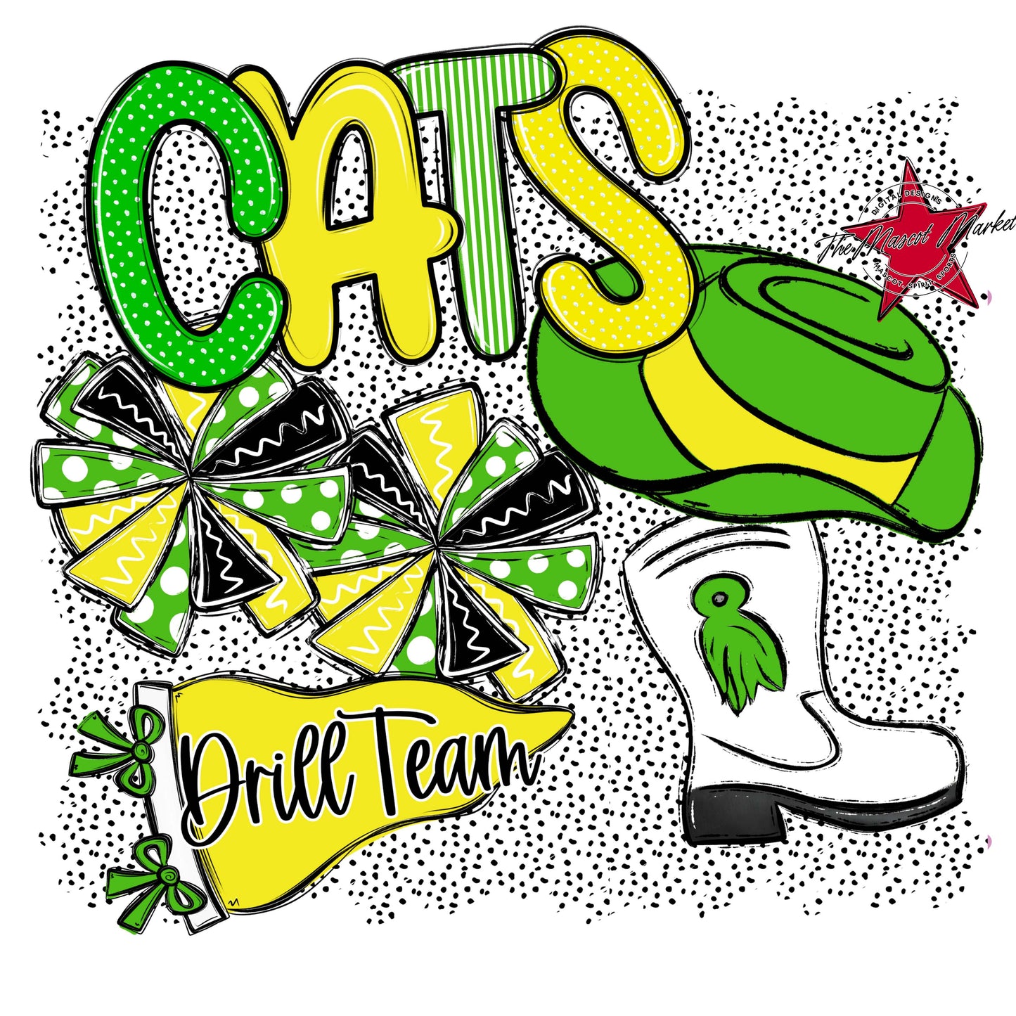 Cats Drillteam Spirit-Bright Green & Bright Yellow