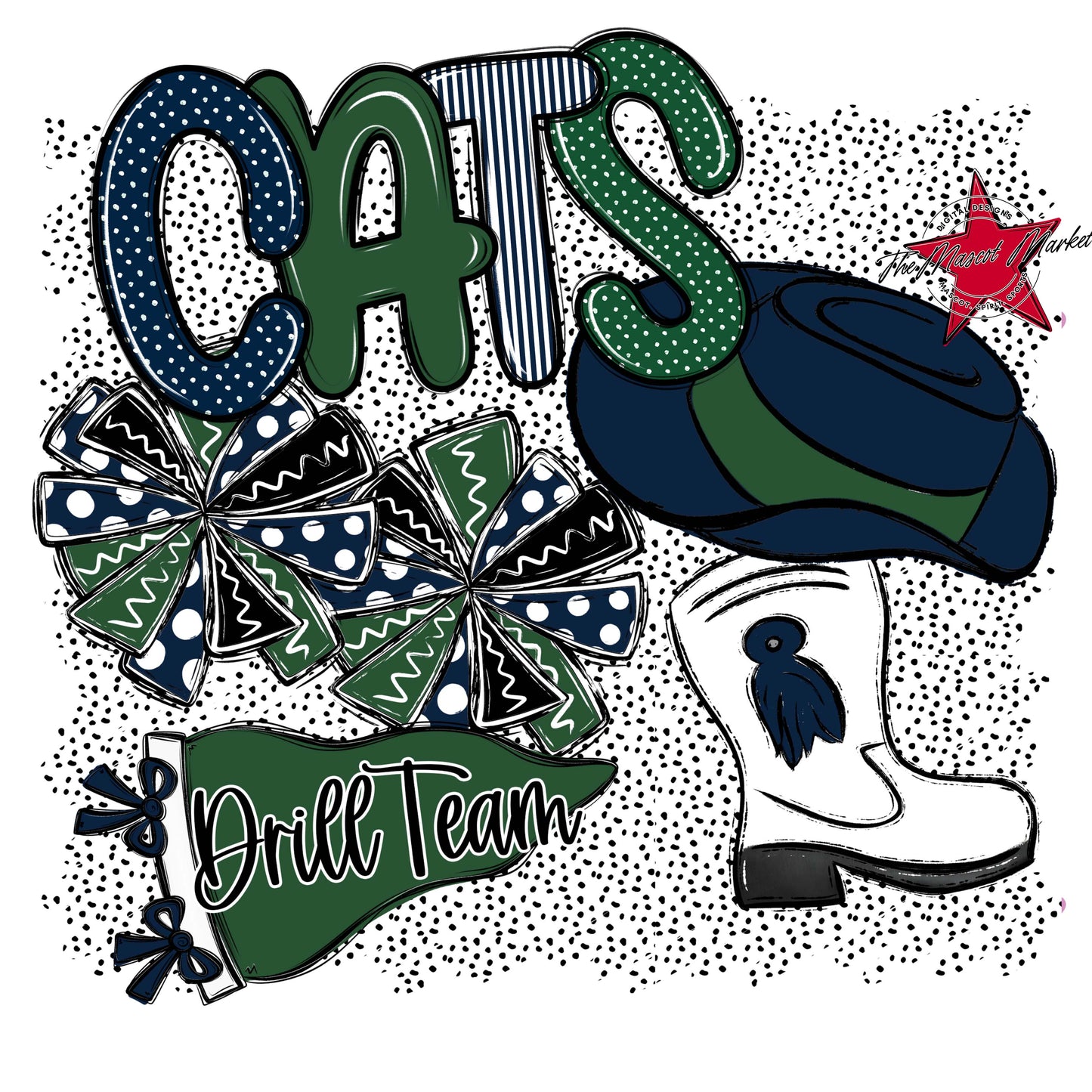 Cats Drillteam Spirit-Navy & Green