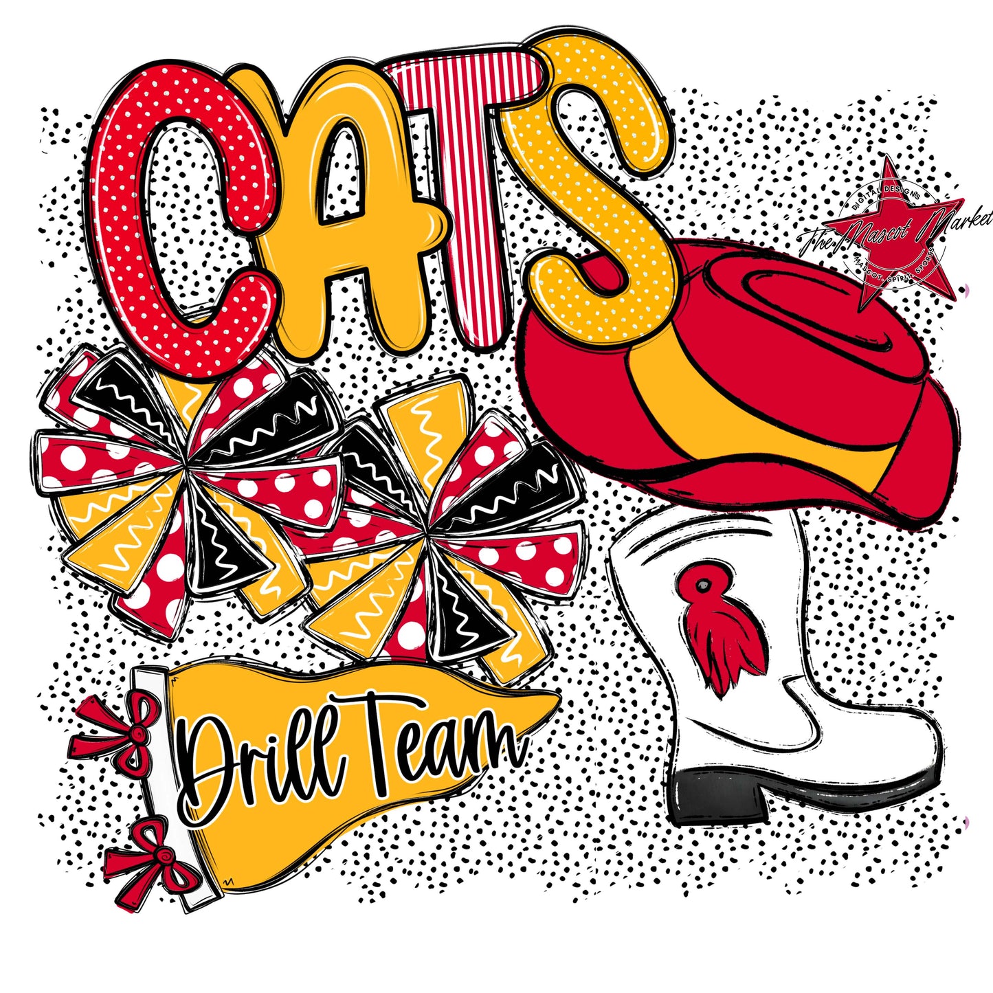 Cats Drillteam Spirit-Red & Yellow