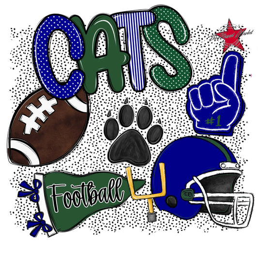 Cats Football Spirit-Blue & Green