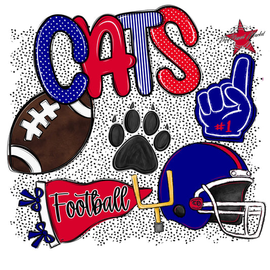 Cats Football Spirit-Blue & Red