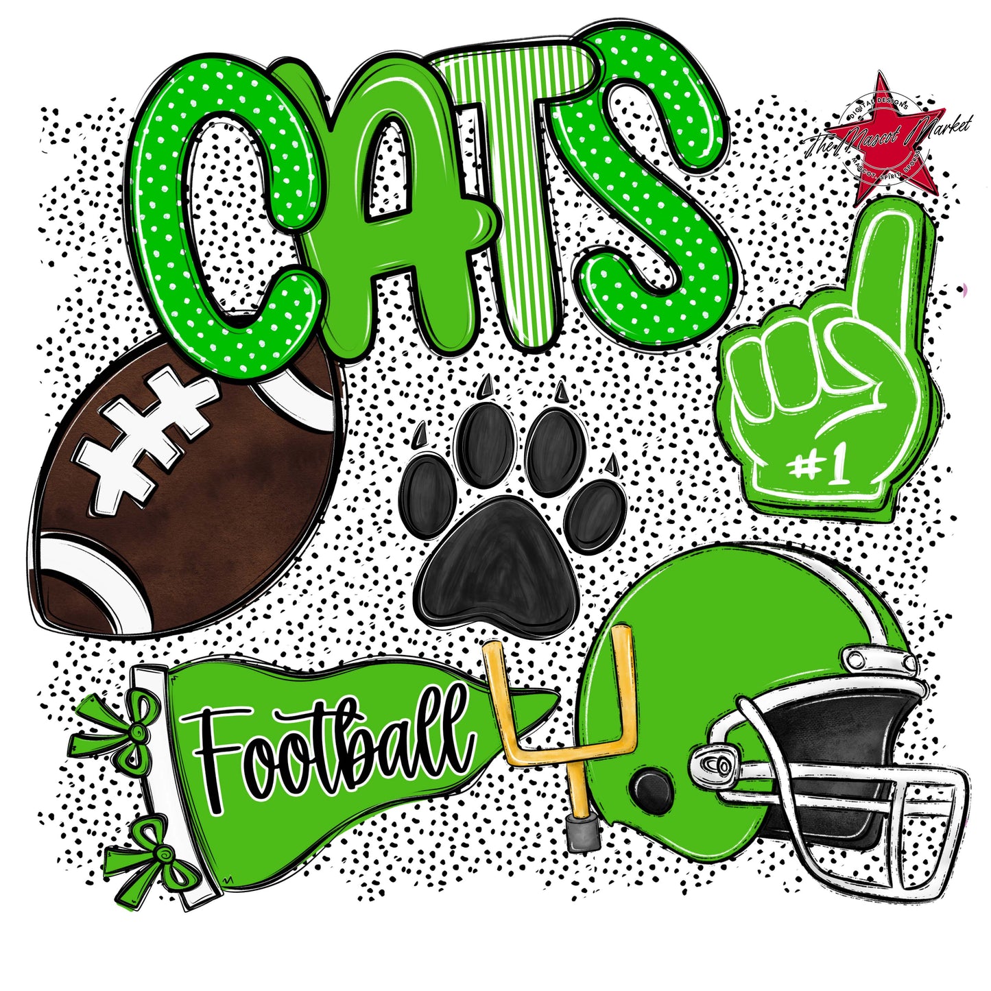 Cats Football Spirit-Bright Green