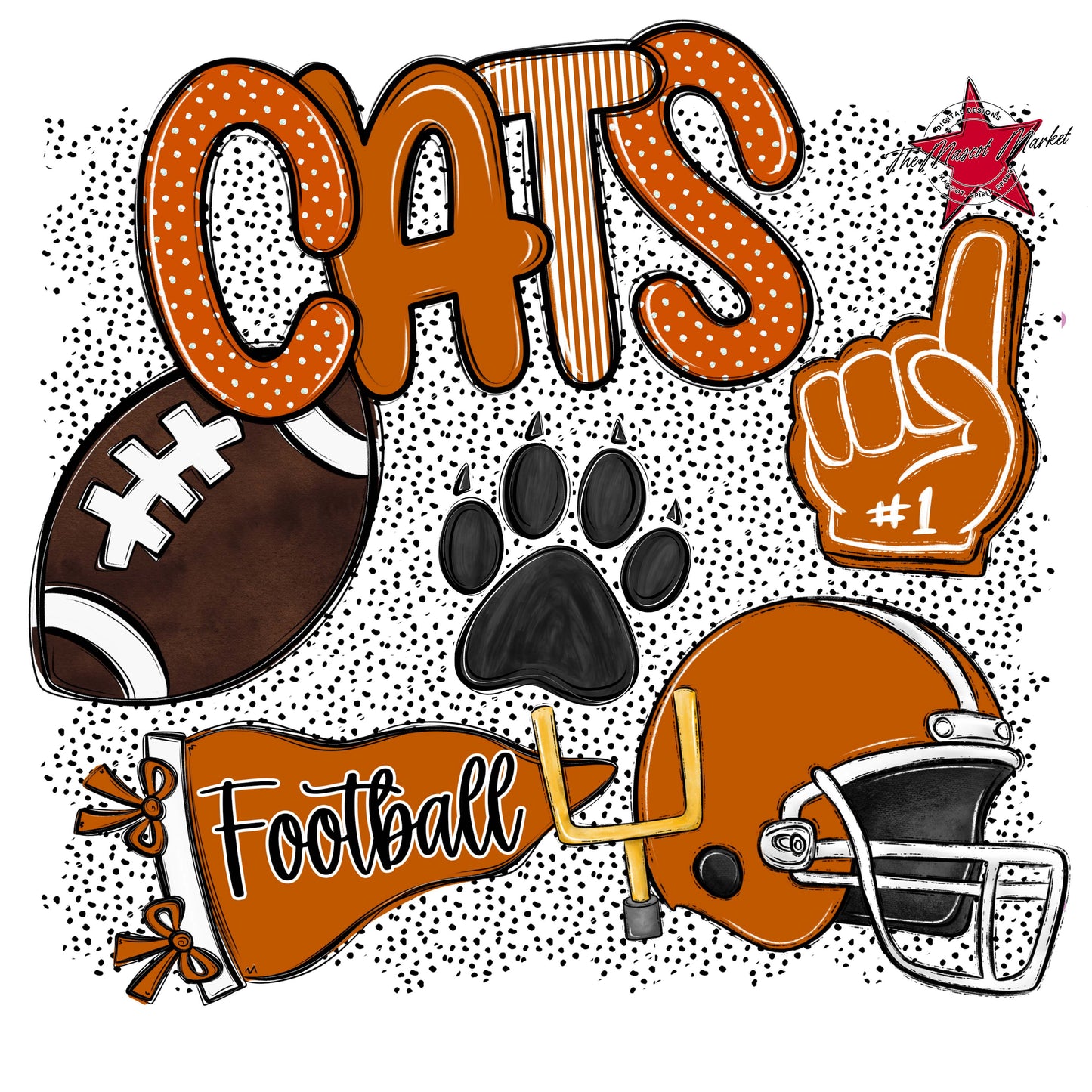 Cats Football Spirit-Burnt Orange