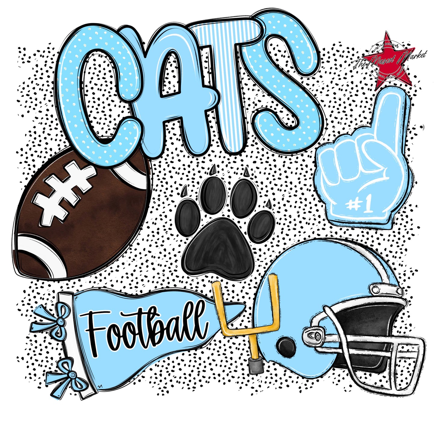 Cats Football Spirit-Columbia Blue