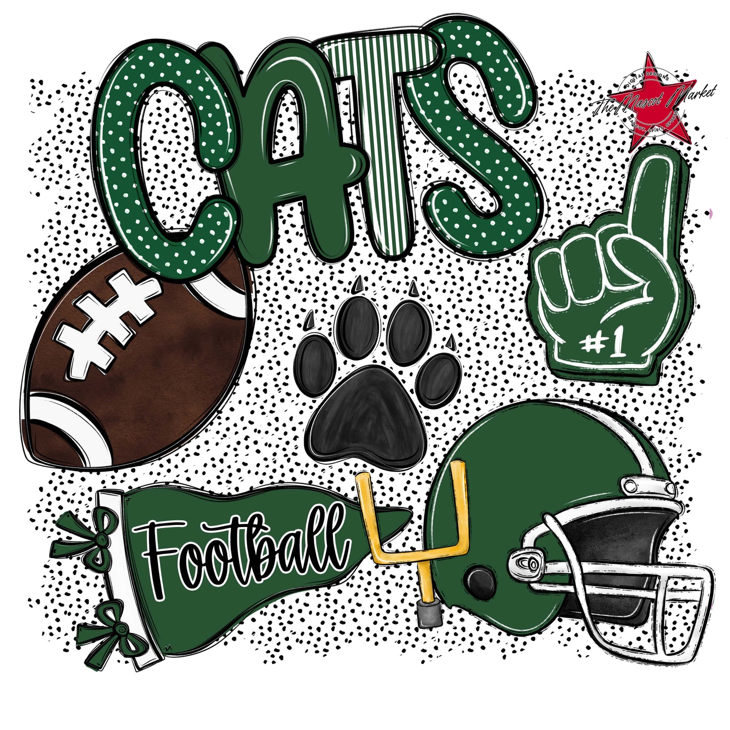Cats Football Spirit-Green