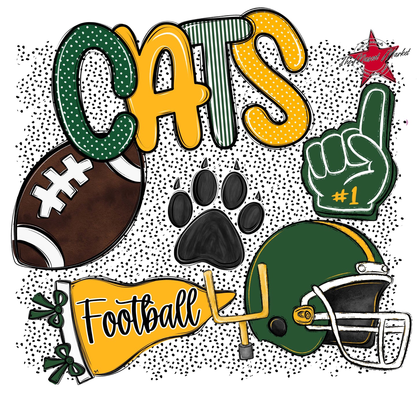Cats Football Spirit-Green & Yellow