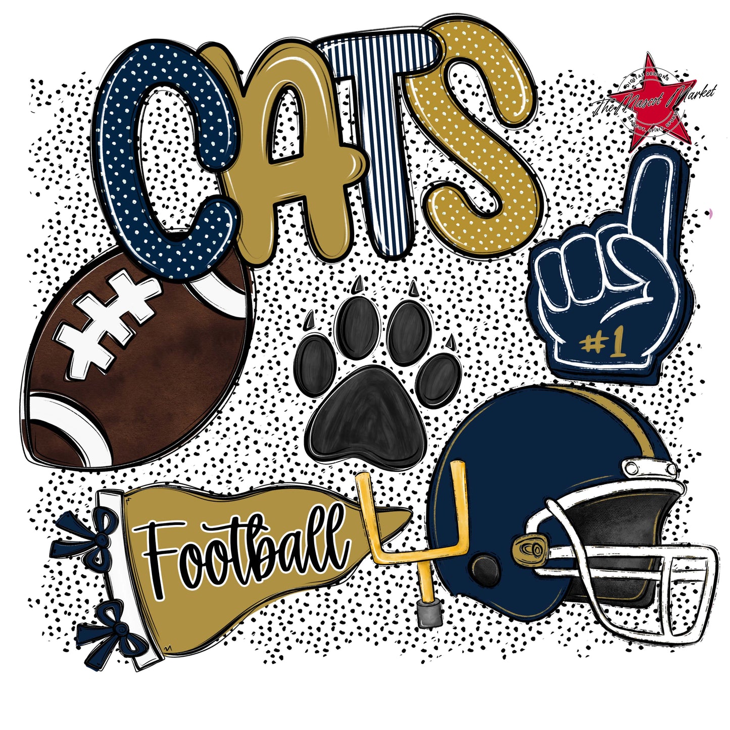 Cats Football Spirit-Navy & Gold