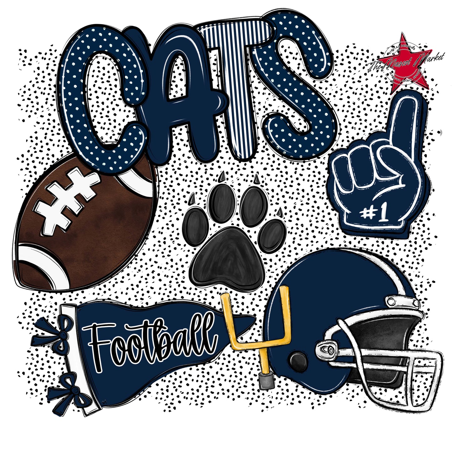 Cats Football Spirit-Navy