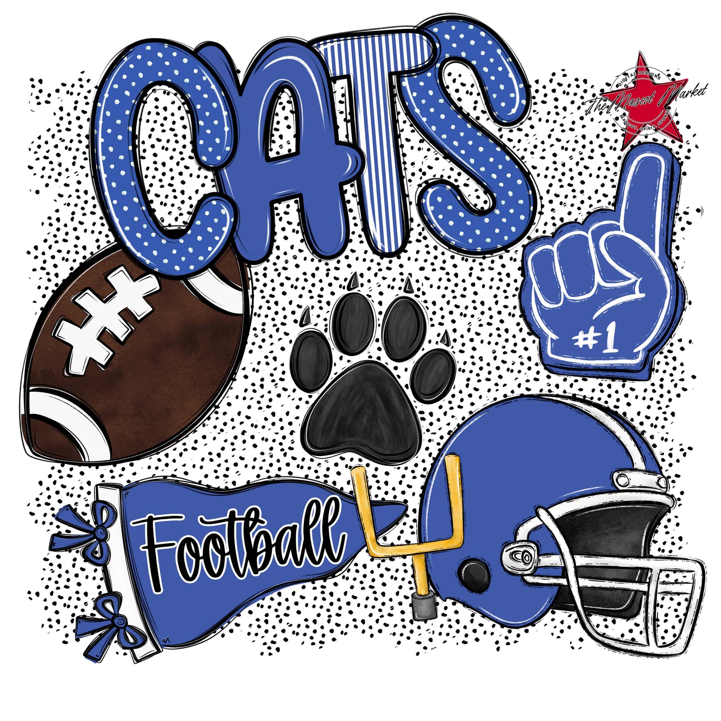 Cats Football Spirit-Off Blue