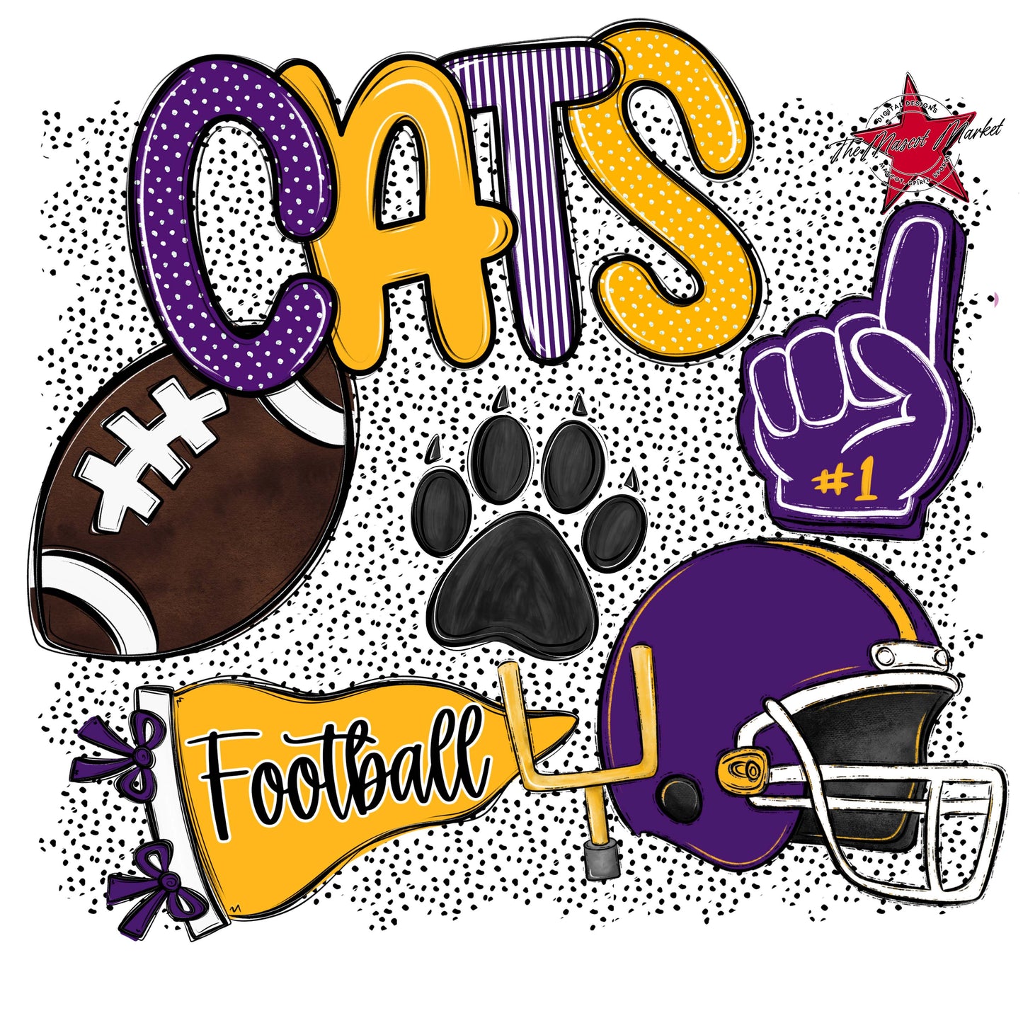 Cats Football Spirit-Purple & Yellow