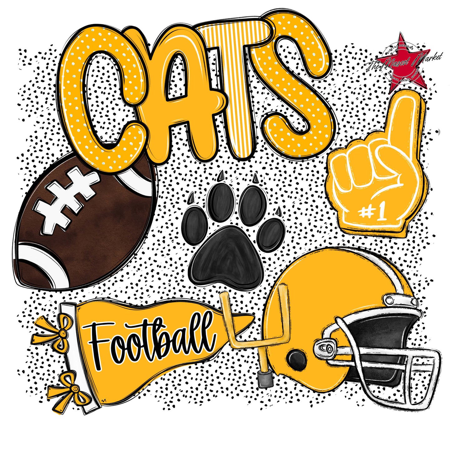 Cats Football Spirit-Yellow