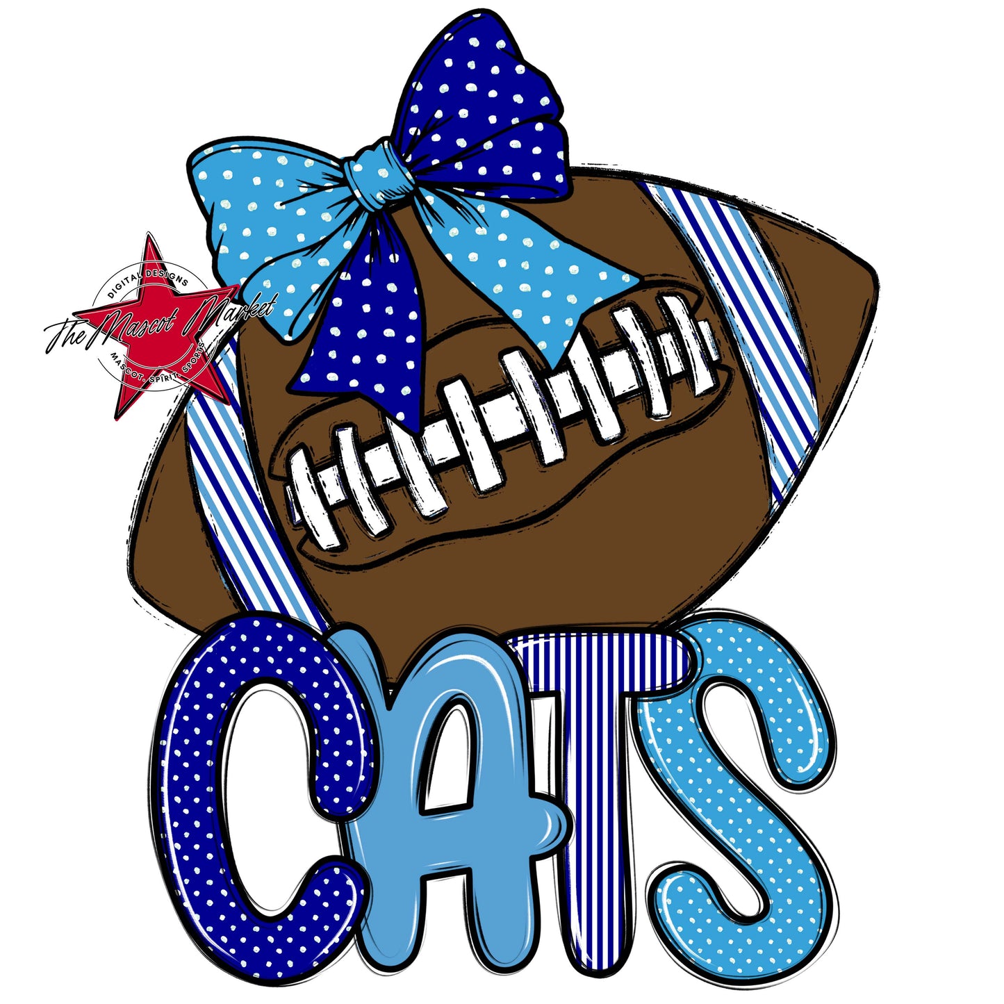 Cats Football Spirit Design-Blue & Carolina Blue