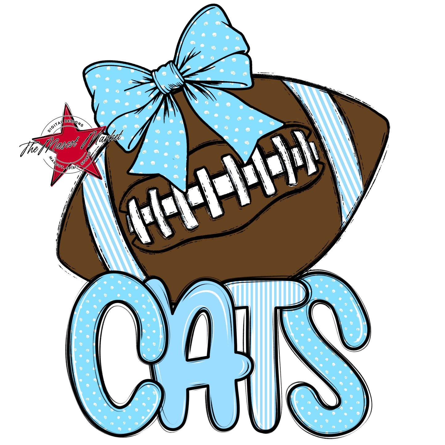 Cats Football Spirit Design-Columbia Blue