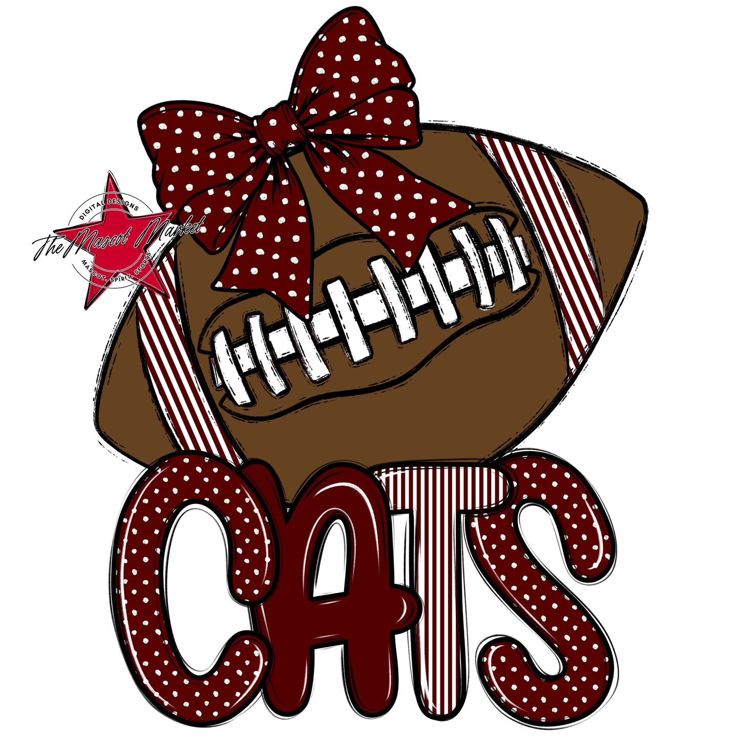 Cats Football Spirit Design-Maroon