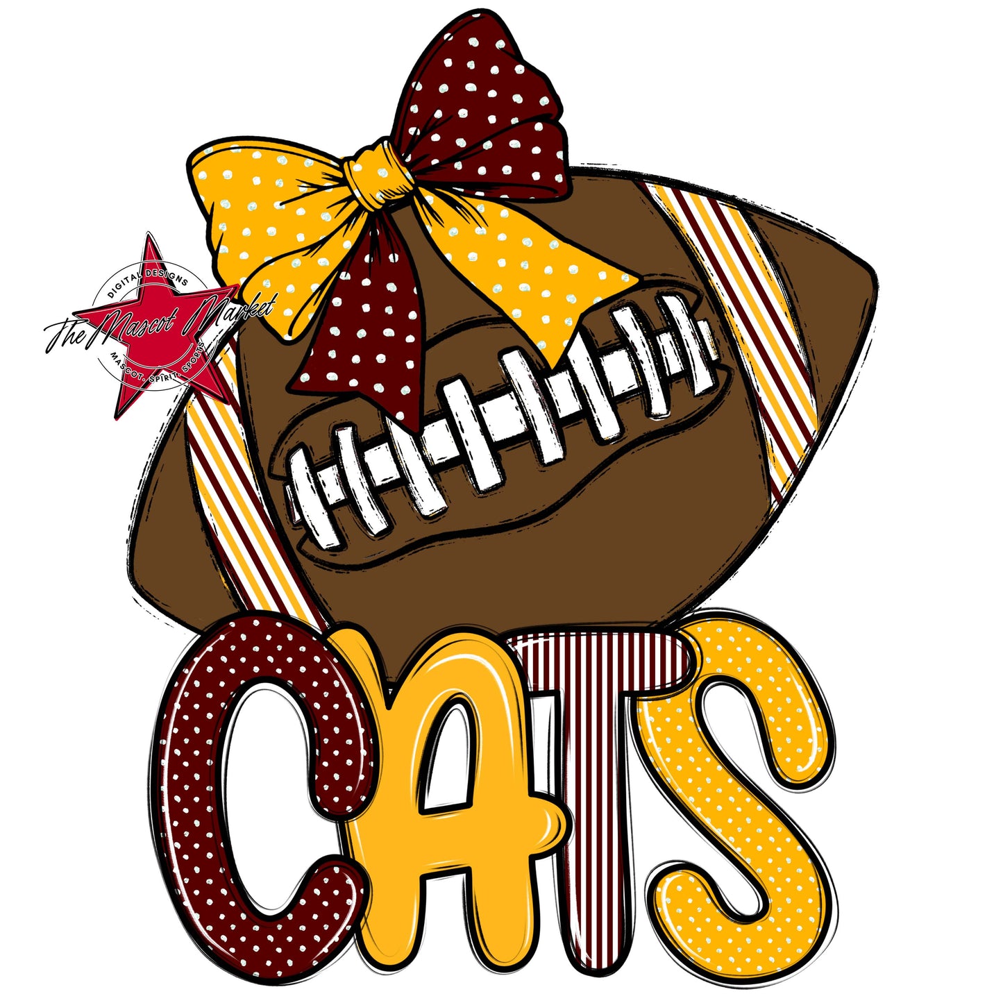 Cats Football Spirit Design-Maroon & Yellow