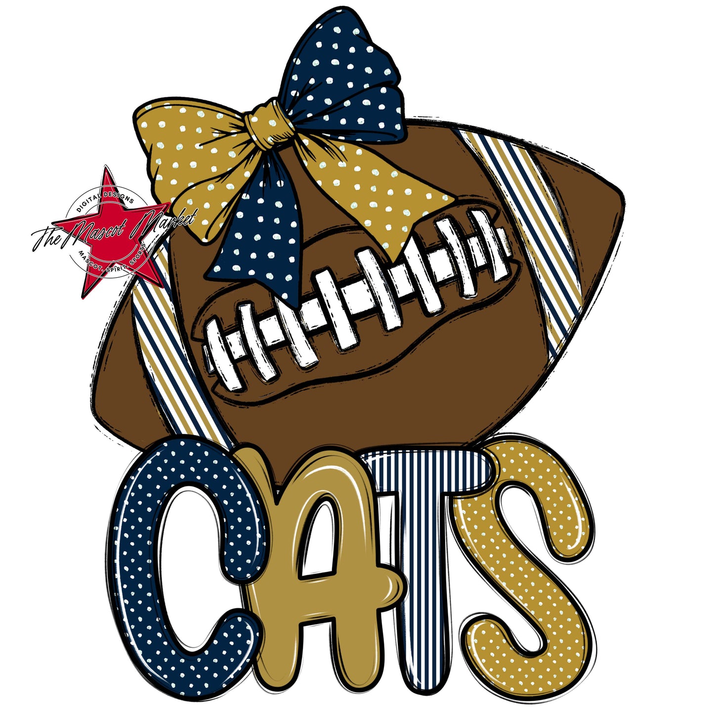 Cats Football Spirit Design-Navy & Gold