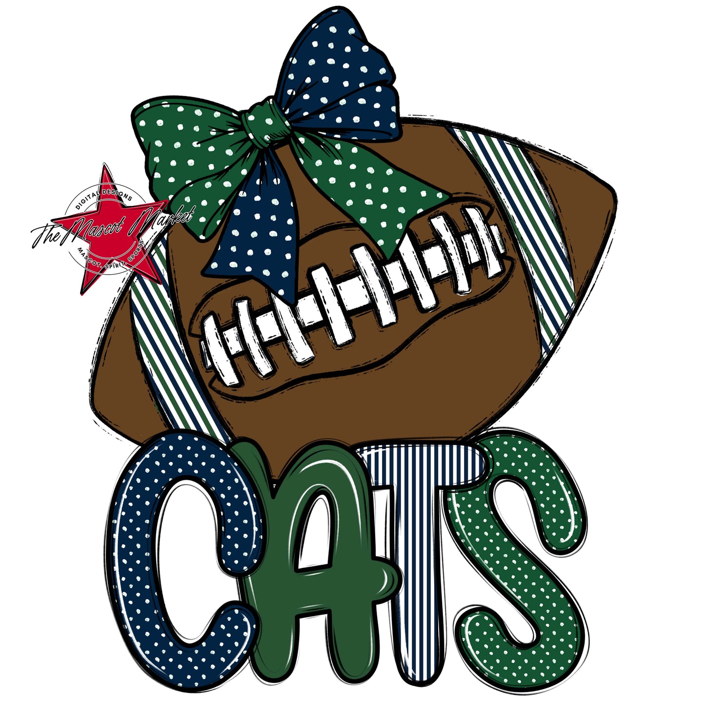 Cats Football Spirit Design-Navy & Green