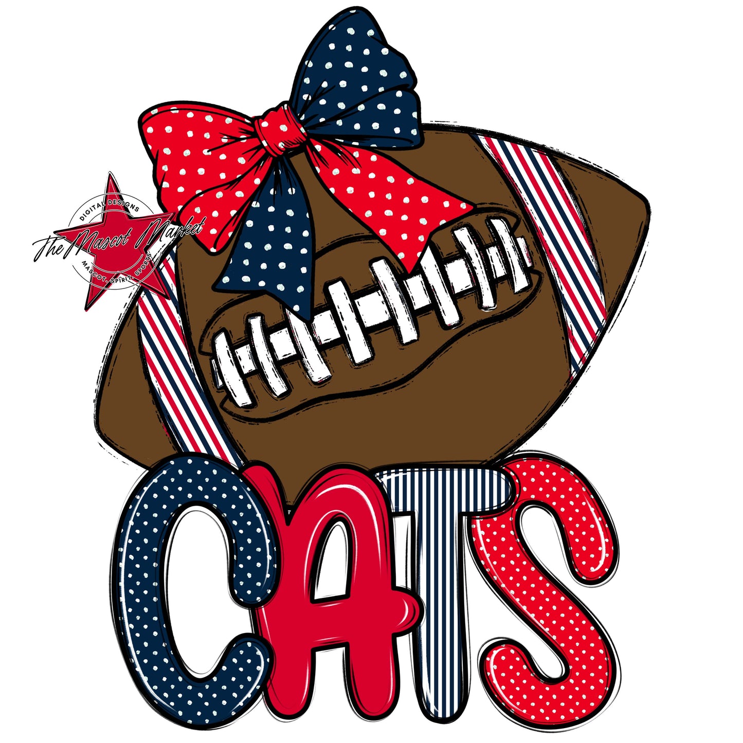Cats Football Spirit Design-Navy & Red