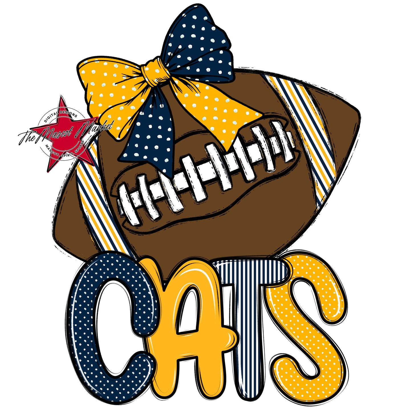 Cats Football Spirit Design-Navy & Yellow