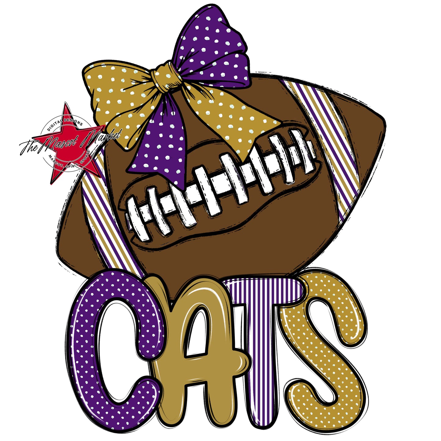 Cats Football Spirit Design-Purple & Gold