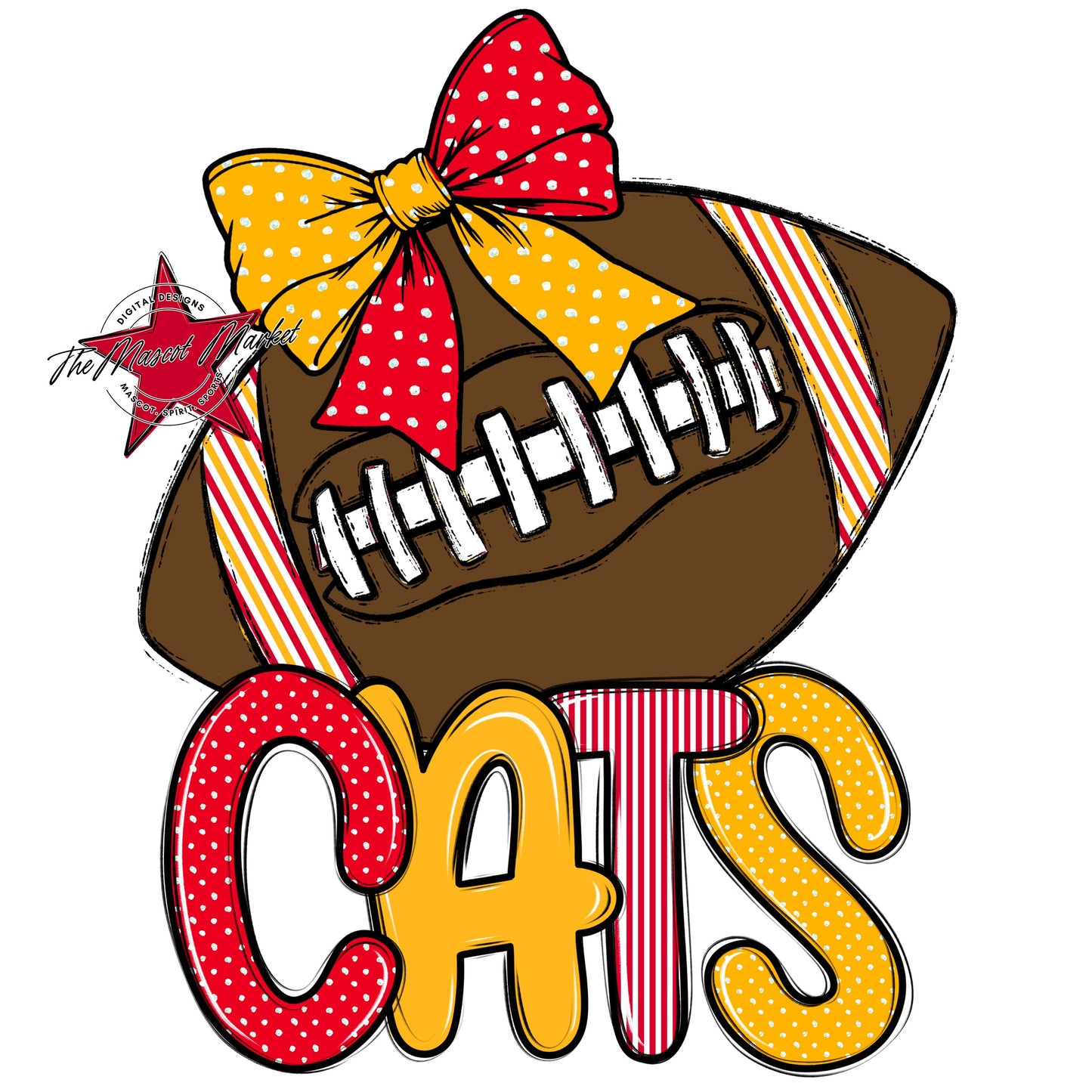 Cats Football Spirit Design-Red & Yellow