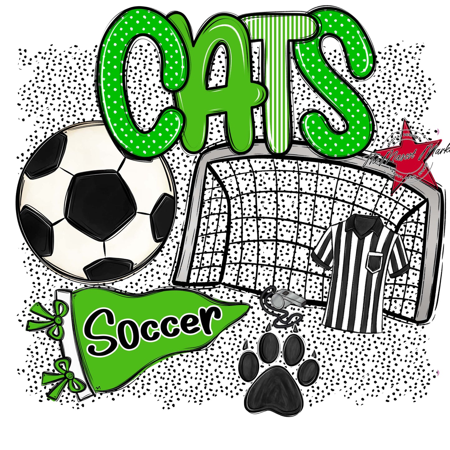Cats Soccer Spirit-Bright Green