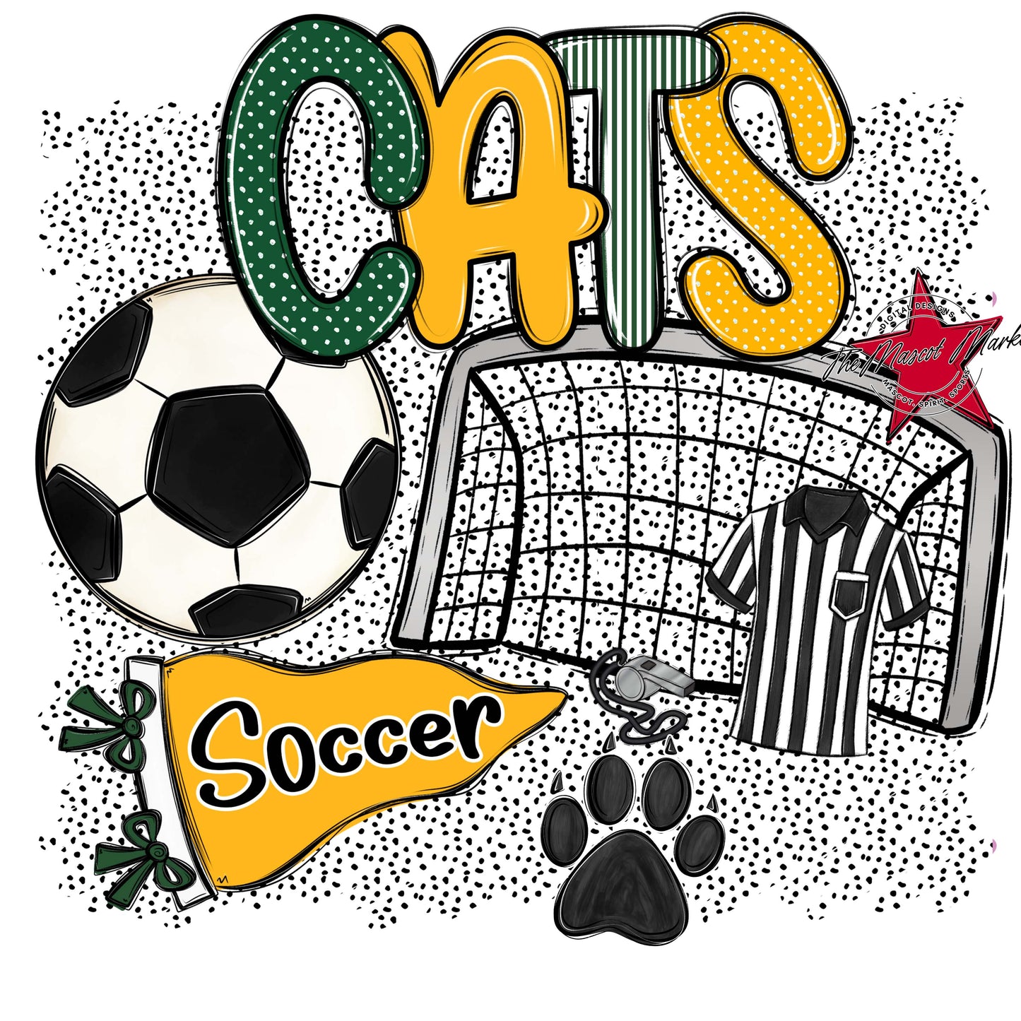 Cats Soccer Spirit-Green & Yellow